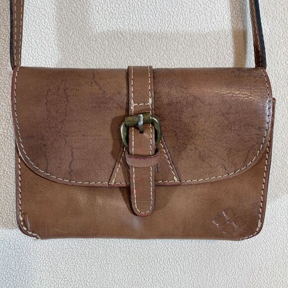 Patricia Nash Crossbody Signature Map Small Leather Riot Rust Bag FLAWS - Picture 1 of 16